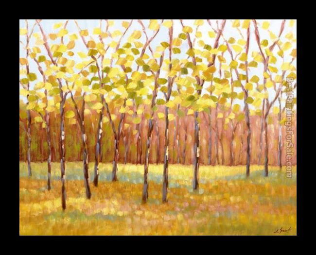 Framed 2012 libby smart yellow and green trees painting