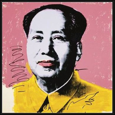 Framed Andy Warhol mao yellow shirt painting