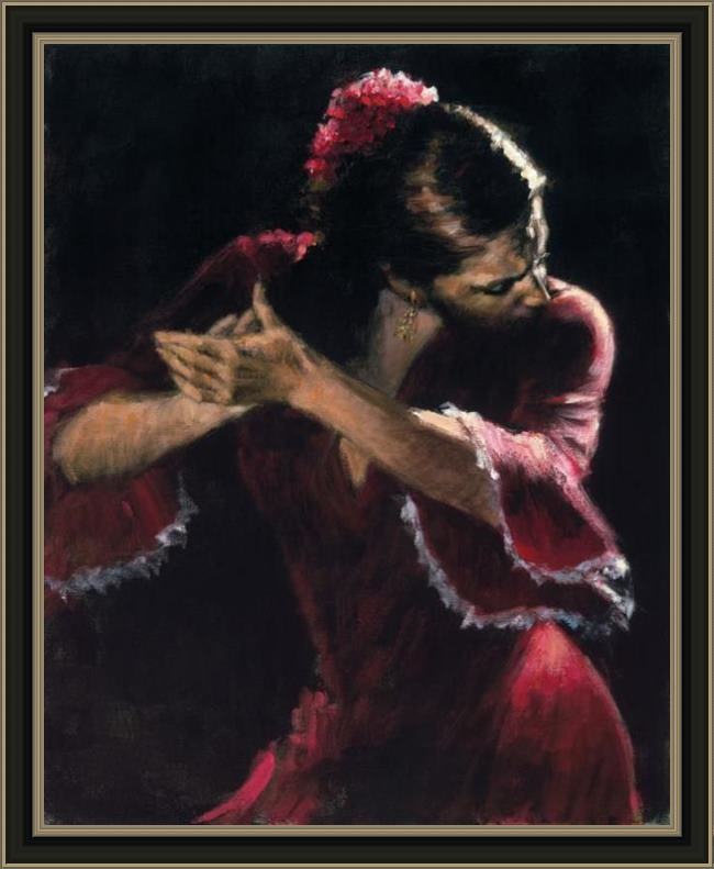 Framed Flamenco Dancer study for flamenco painting