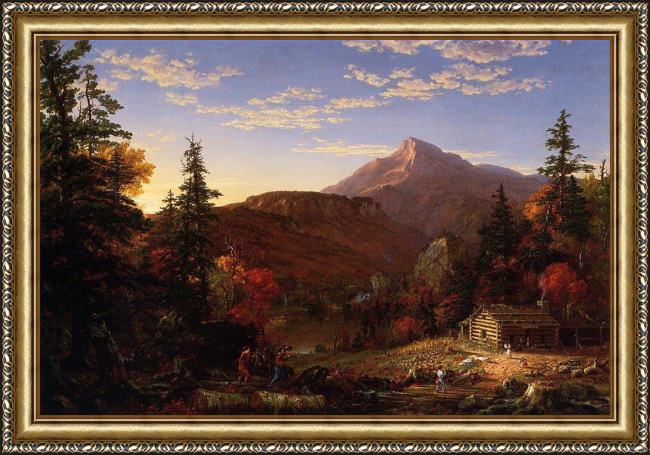 Framed Thomas Cole the hunter's return painting