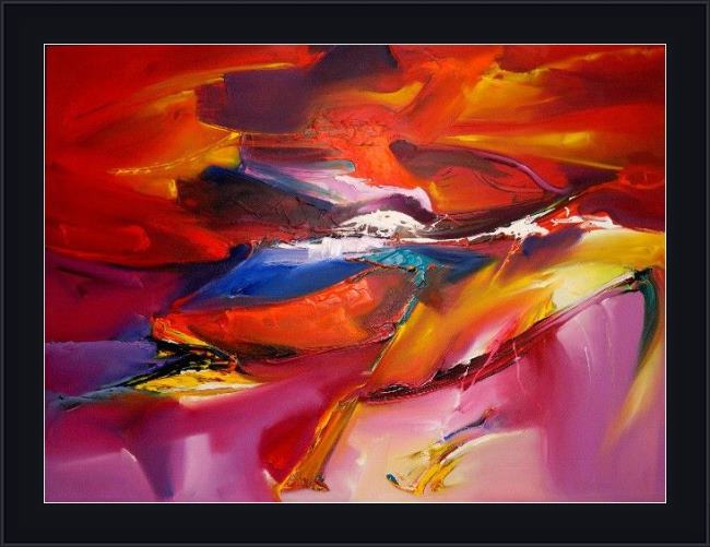 Framed 2010 sea dream in red vii khun suthirak painting