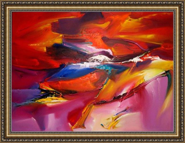 Framed 2010 sea dream in red vii khun suthirak painting