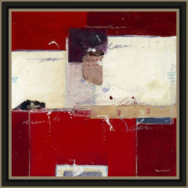 Framed 2011 red abstract iv painting