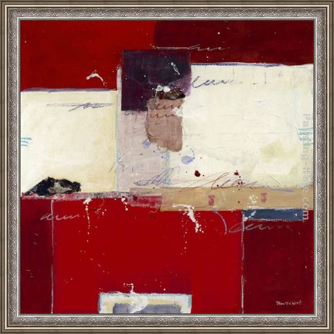 Framed 2011 red abstract iv painting
