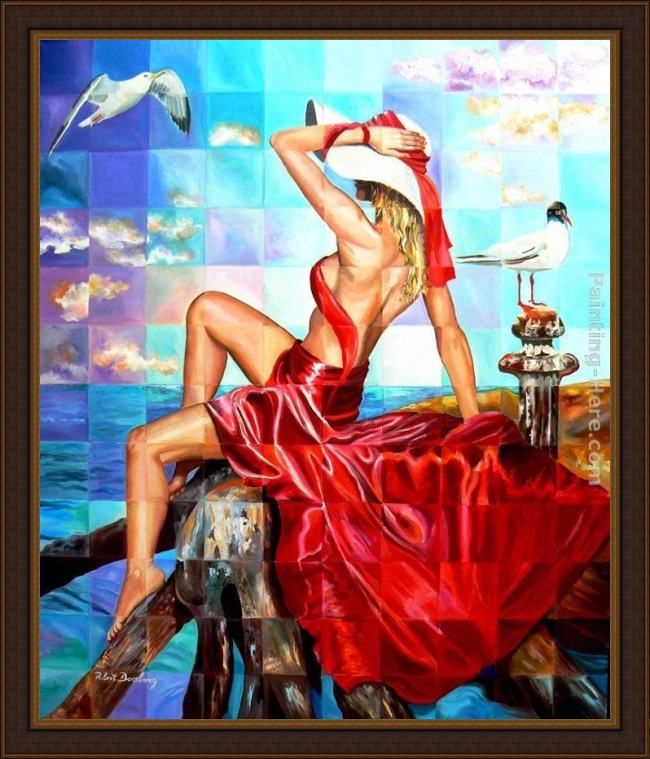 Framed 2011 scarlet happiness painting
