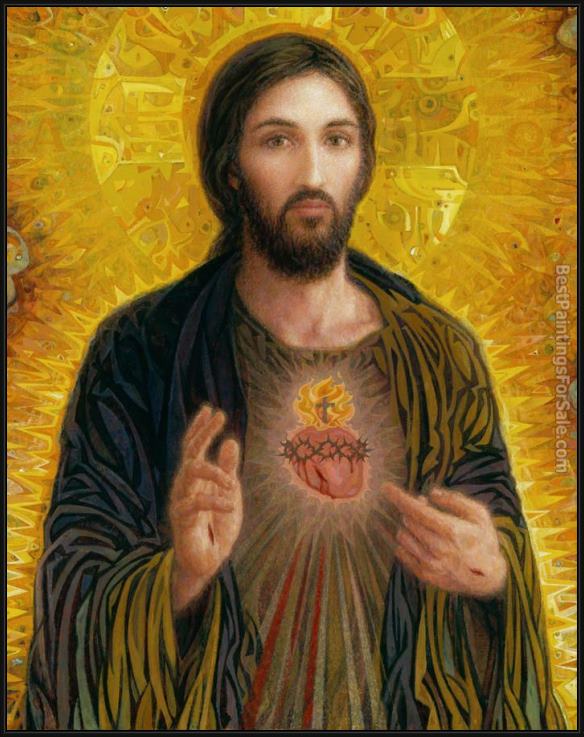 Framed 2012 sacred heart of jesus painting