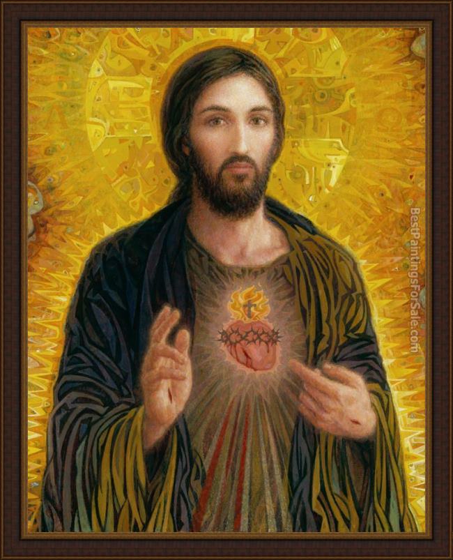 Framed 2012 sacred heart of jesus painting