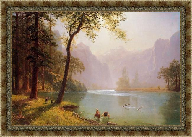 Framed Albert Bierstadt kerns river valley california painting