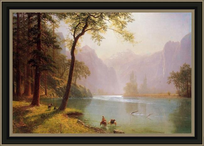 Framed Albert Bierstadt kerns river valley california painting