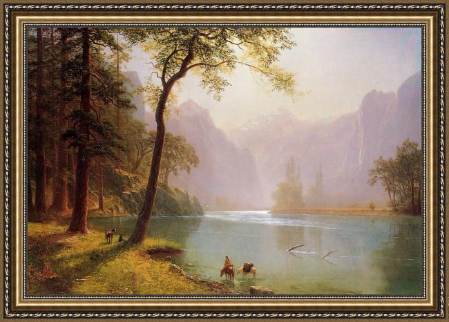 Framed Albert Bierstadt kerns river valley california painting