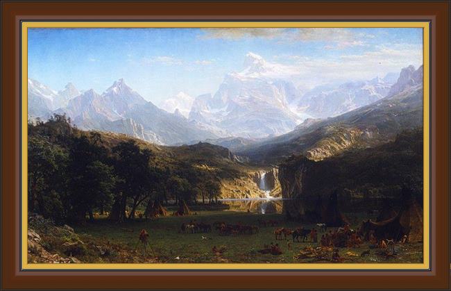 Framed Albert Bierstadt the rocky mountains, landers peak painting