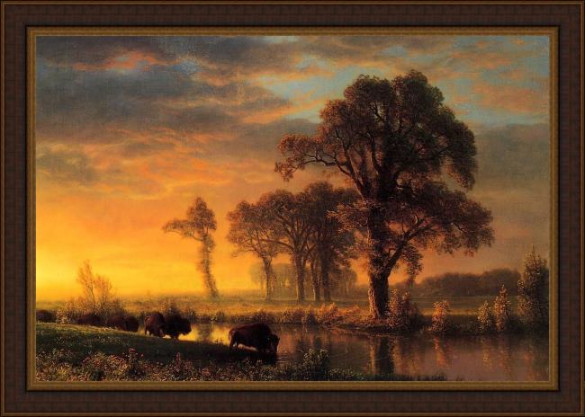 Framed Albert Bierstadt western kansas painting