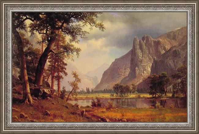 Framed Albert Bierstadt yosemite valley painting