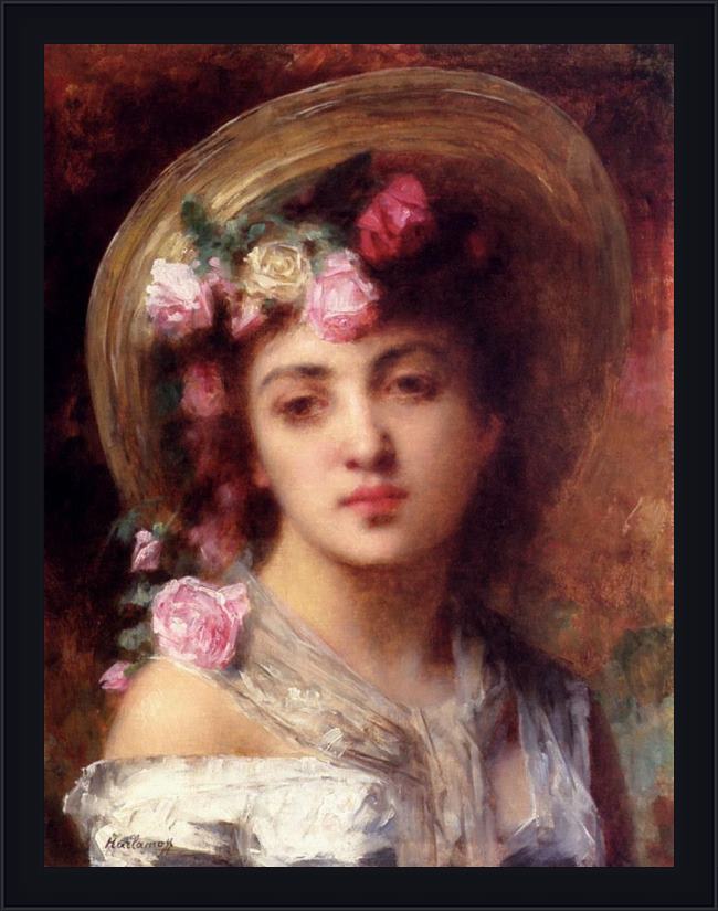 Framed Alexei Alexeivich Harlamoff the flower girl painting