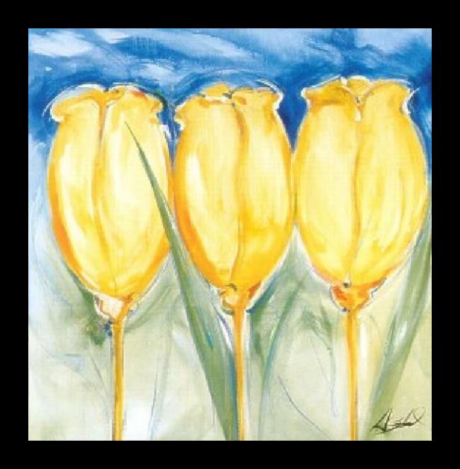 Framed Alfred Gockel 3 yellow tulips painting