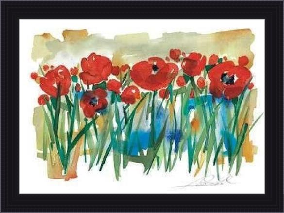 Framed Alfred Gockel field of poppies painting