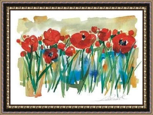 Framed Alfred Gockel field of poppies painting