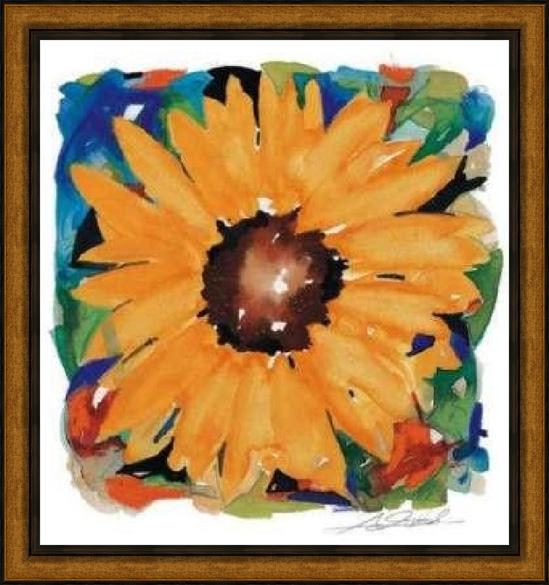 Framed Alfred Gockel giant sunflower painting