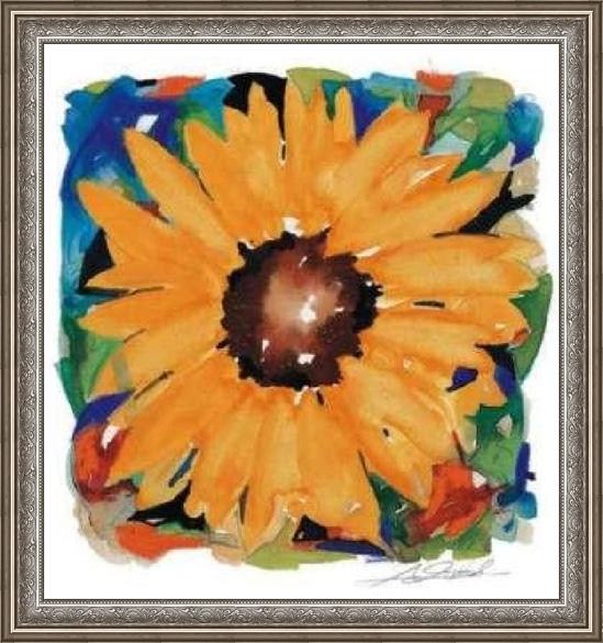 Framed Alfred Gockel giant sunflower painting