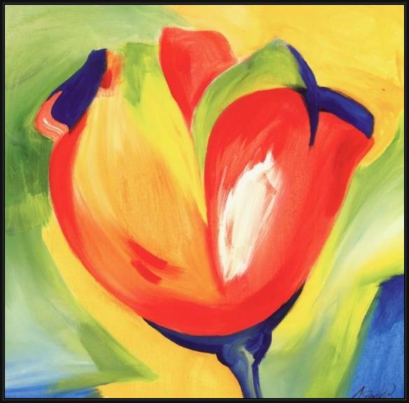 Framed Alfred Gockel riotous tulips iv painting