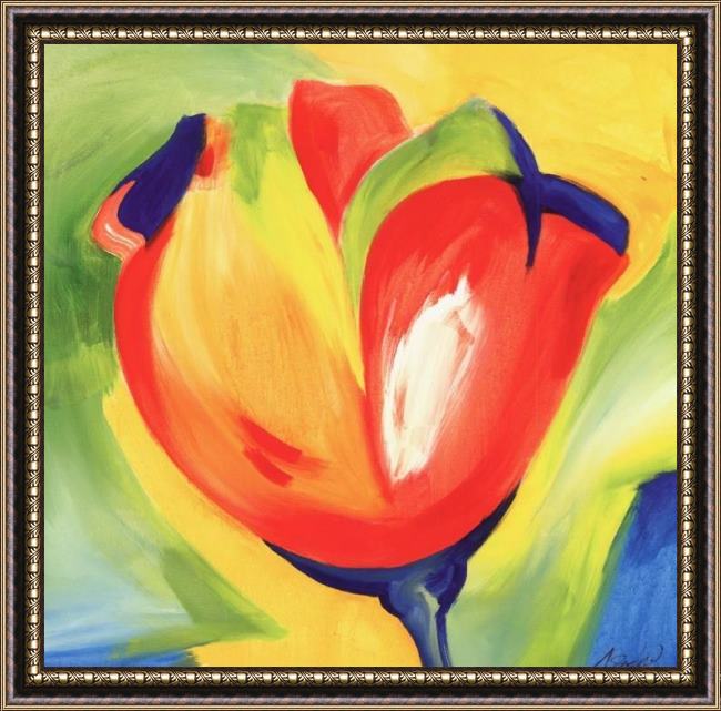 Framed Alfred Gockel riotous tulips iv painting