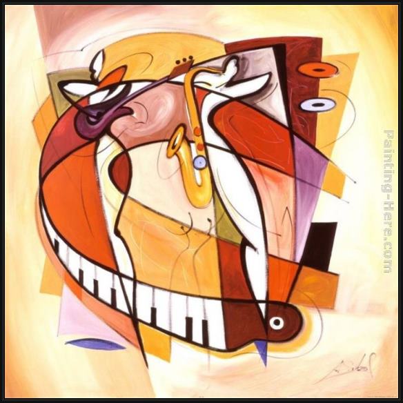 Framed Alfred Gockel wailing on the sax painting