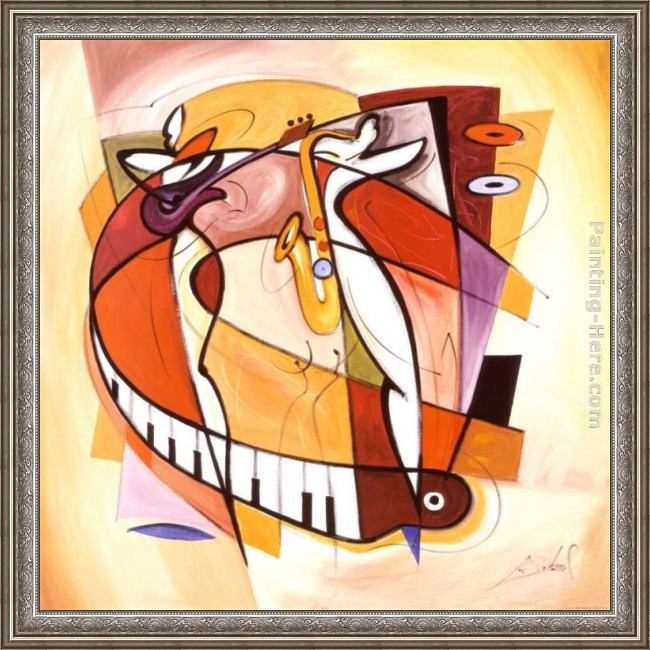 Framed Alfred Gockel wailing on the sax painting