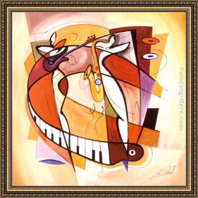 Framed Alfred Gockel wailing on the sax painting