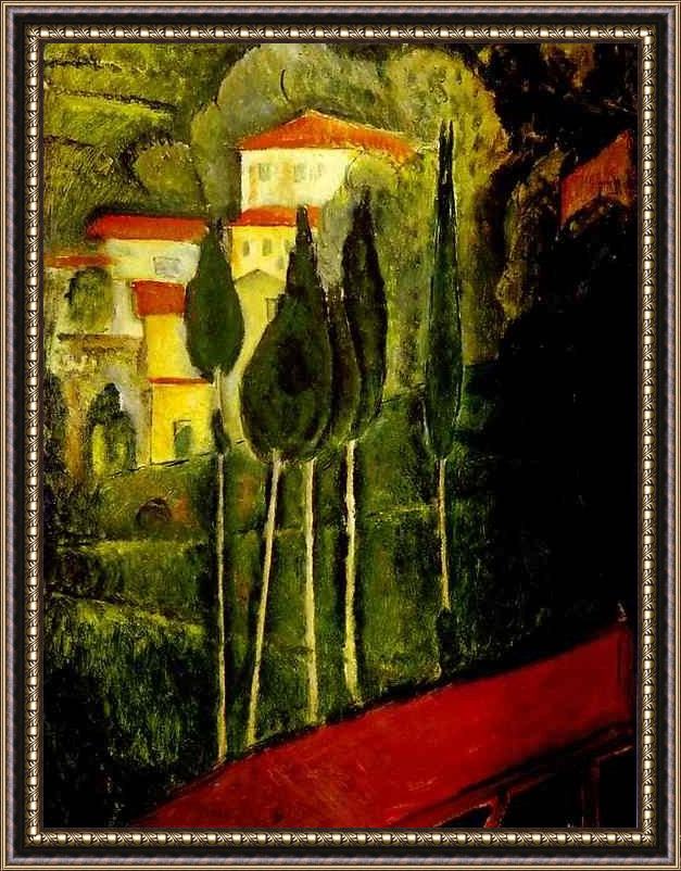 Framed Amedeo Modigliani landscape painting