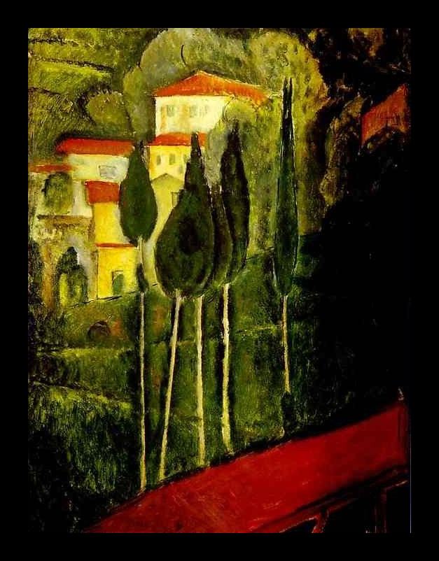 Framed Amedeo Modigliani landscape painting