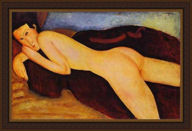 Framed Amedeo Modigliani nu couche de dos painting
