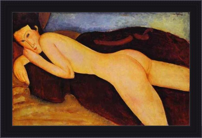 Framed Amedeo Modigliani nu couche de dos painting