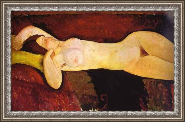 Framed Amedeo Modigliani the reclining nude painting