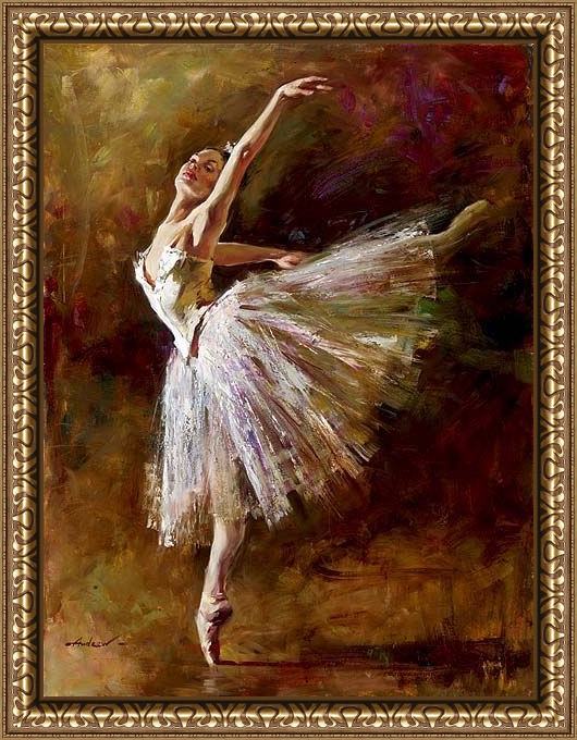 Framed Andrew Atroshenko ballerina painting