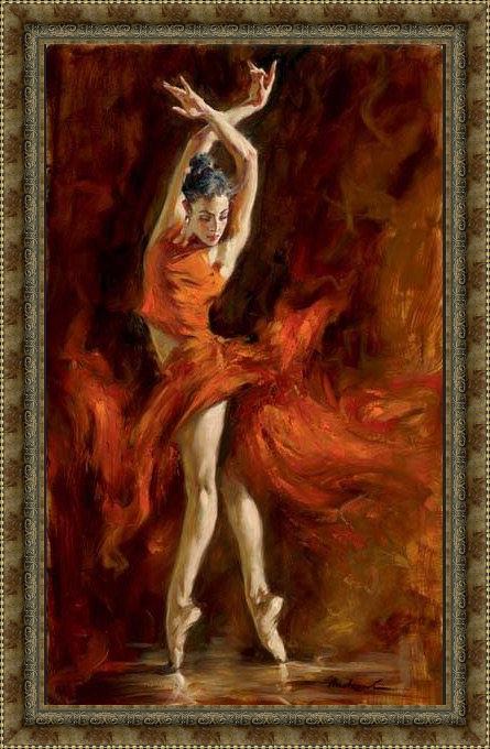 Framed Andrew Atroshenko fiery dance painting