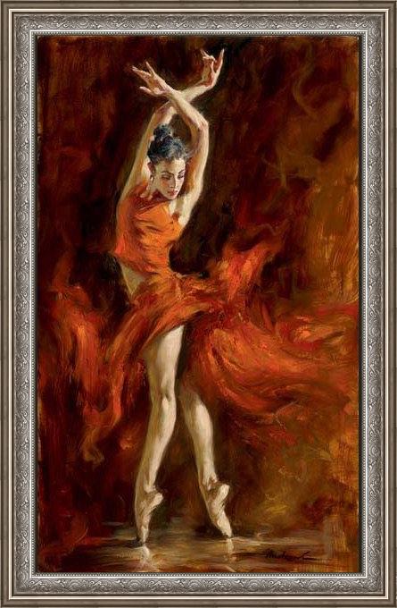 Framed Andrew Atroshenko fiery dance painting