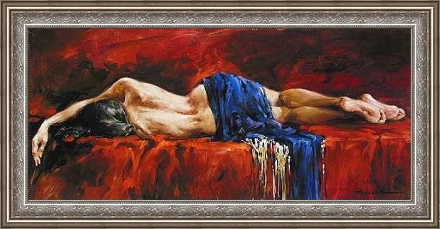 Framed Andrew Atroshenko in repose painting