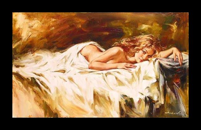 Framed Andrew Atroshenko intimate thoughts painting