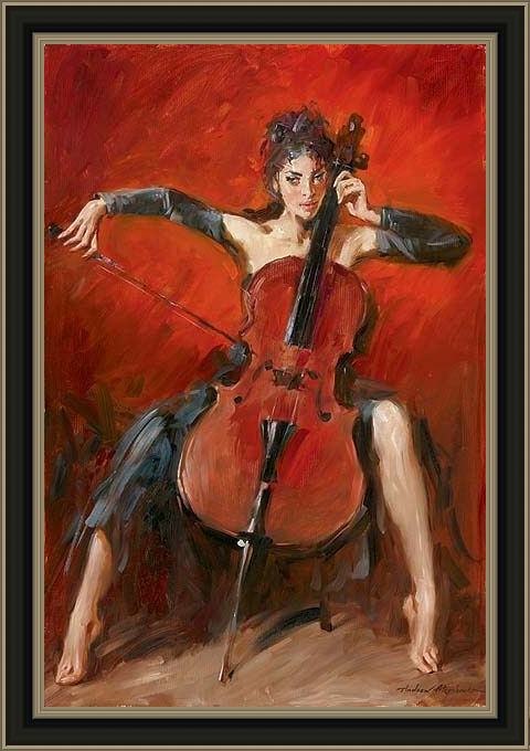 Framed Andrew Atroshenko red symphony painting