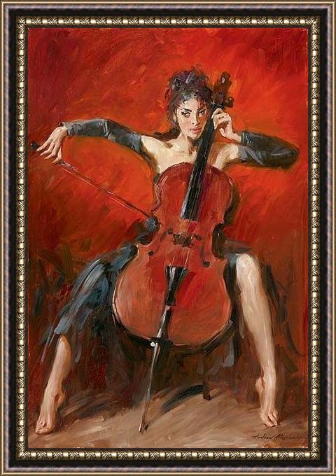 Framed Andrew Atroshenko red symphony painting