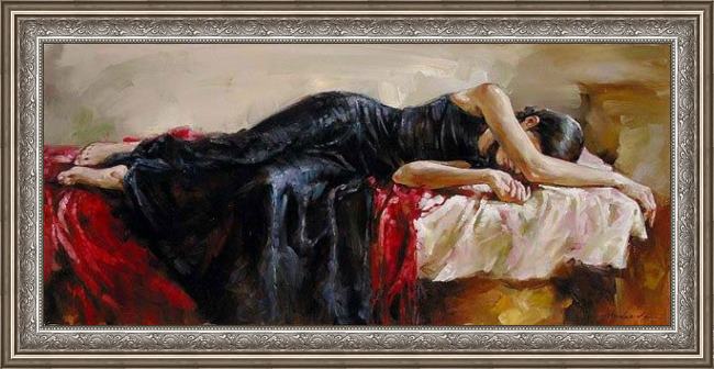 Framed Andrew Atroshenko repose painting