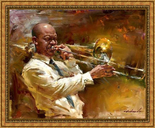 Framed Andrew Atroshenko solid brass painting