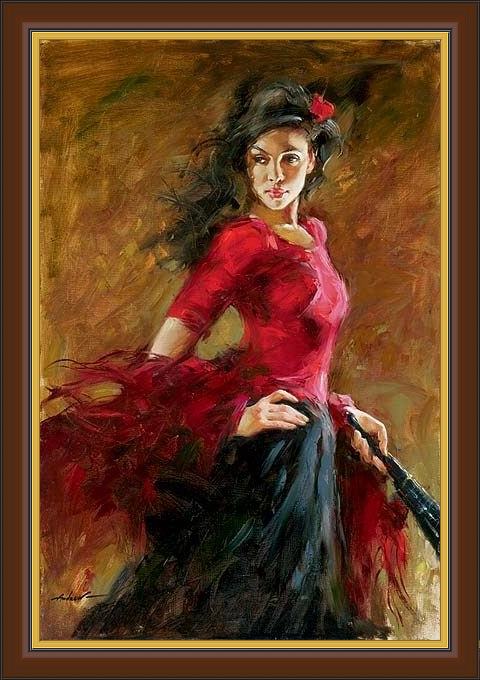 Framed Andrew Atroshenko the fan dancer painting