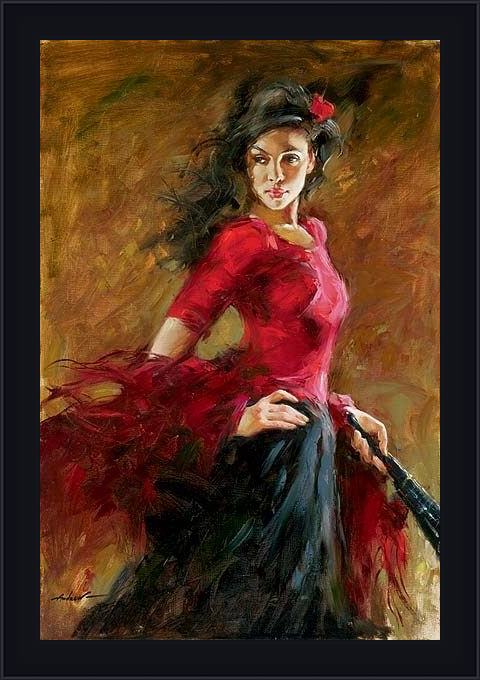 Framed Andrew Atroshenko the fan dancer painting