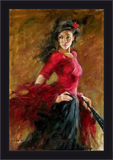 Framed Andrew Atroshenko the fan dancer painting