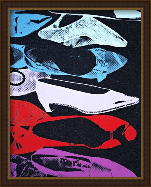 Framed Andy Warhol diamond dust shoes painting