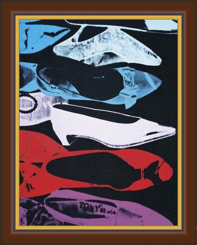 Framed Andy Warhol diamond dust shoes parallel painting