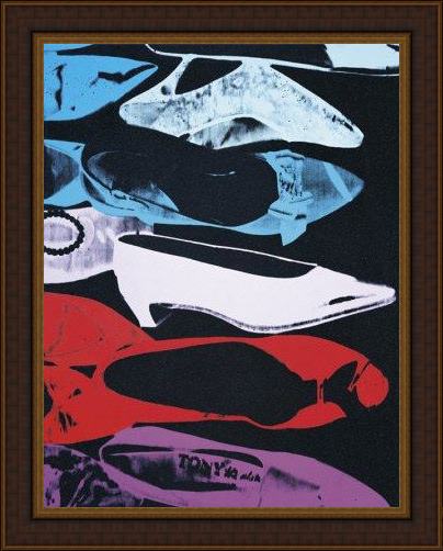 Framed Andy Warhol diamond dust shoes parallel painting