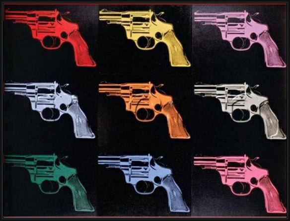 Framed Andy Warhol gun 1982 painting