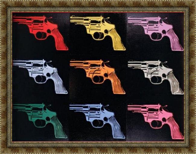 Framed Andy Warhol gun 1982 painting